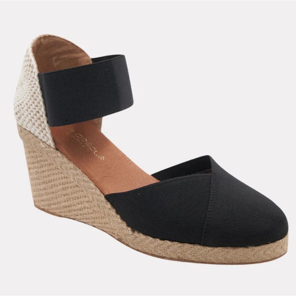 Andre Assous Women's Black Anouka Espadrille Wedge Sandals Size 11‎